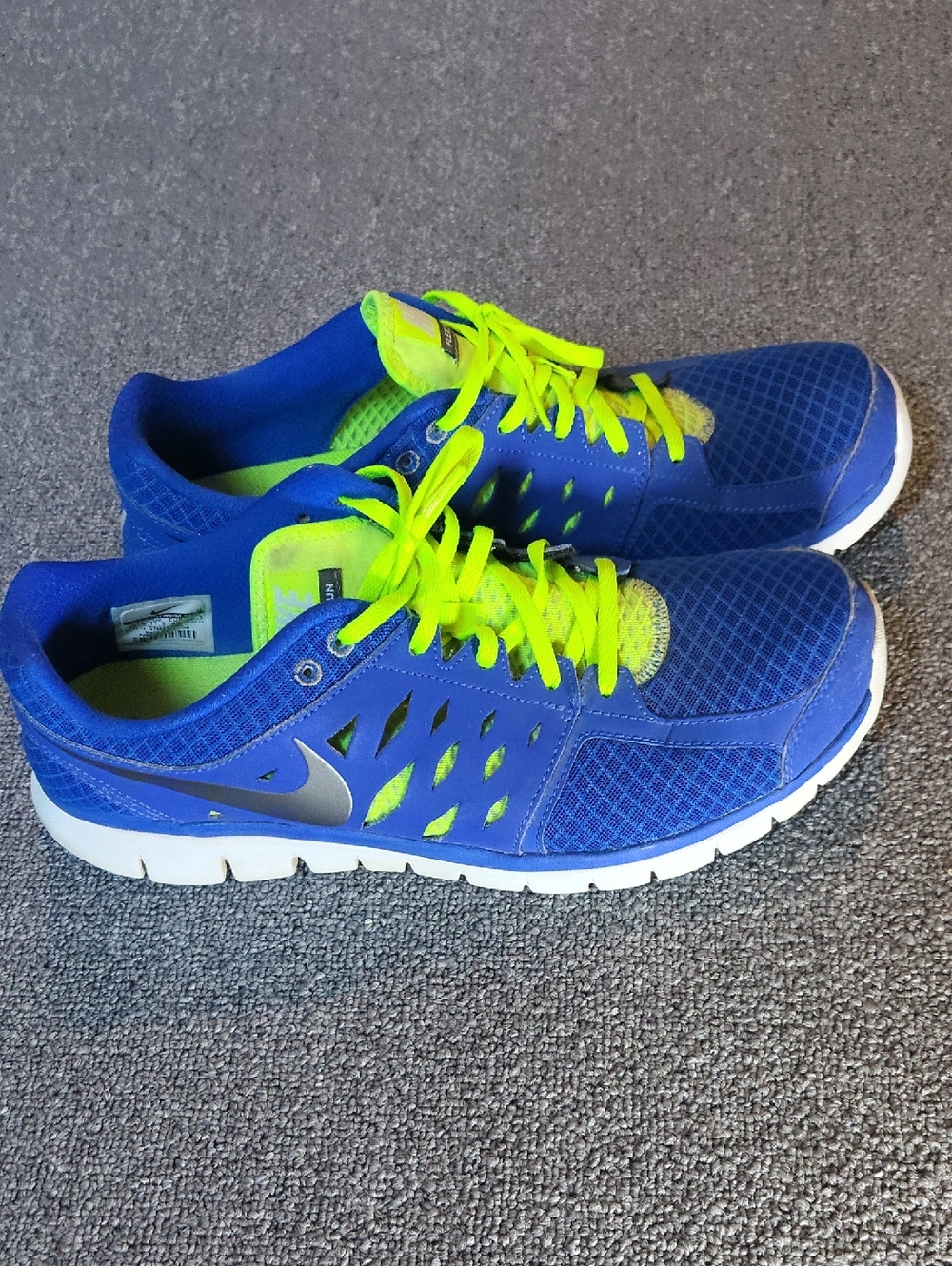 Nike  Blue and Neon Yellow Lace-Up Runners